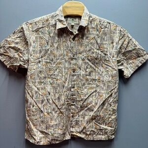 Island Shores Aloha Camp Shirt Mens XL Tropical Palm Beach Y2K Hawaiian
